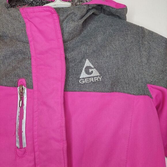 Gerry Small Girls 4/5 Hooded Jacket Pink/Gray Polyester Warm Coat - Picture 2 of 13